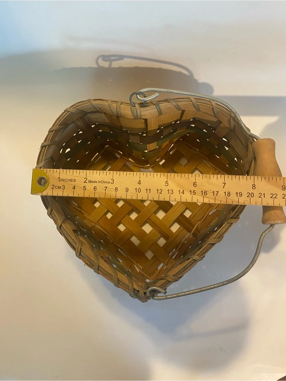 Vintage Woven Heart Basket | Hand-Painted Hearts | Country Farmhouse Wall Décor
